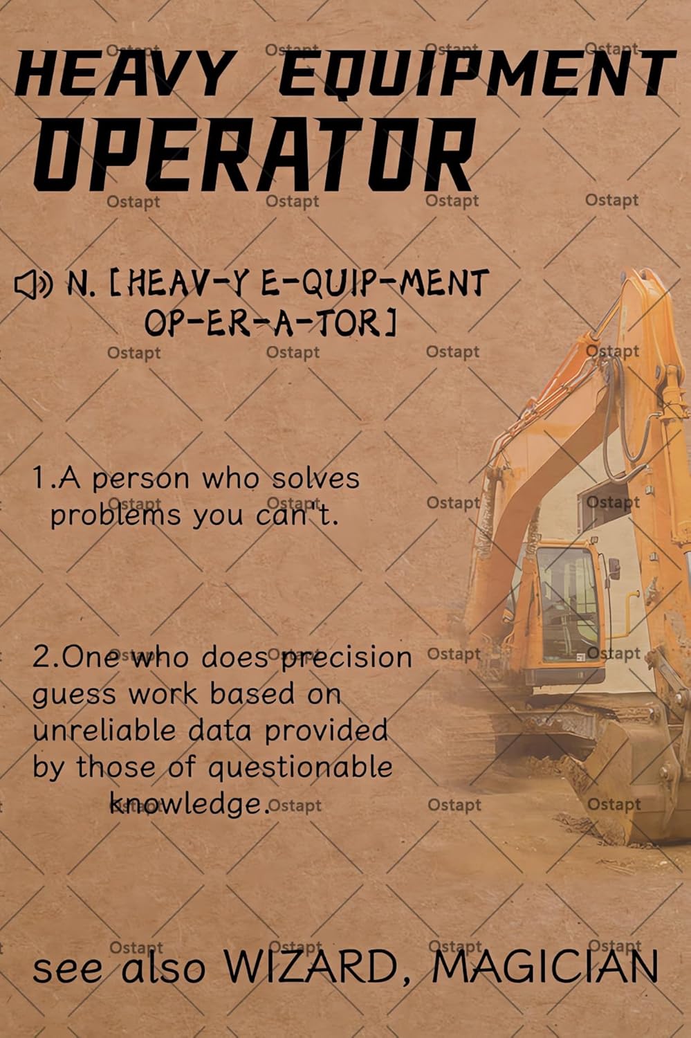 Heavy Equipment Sign - 굴삭기 중장비 운전사 메뉴 재미있는 양철