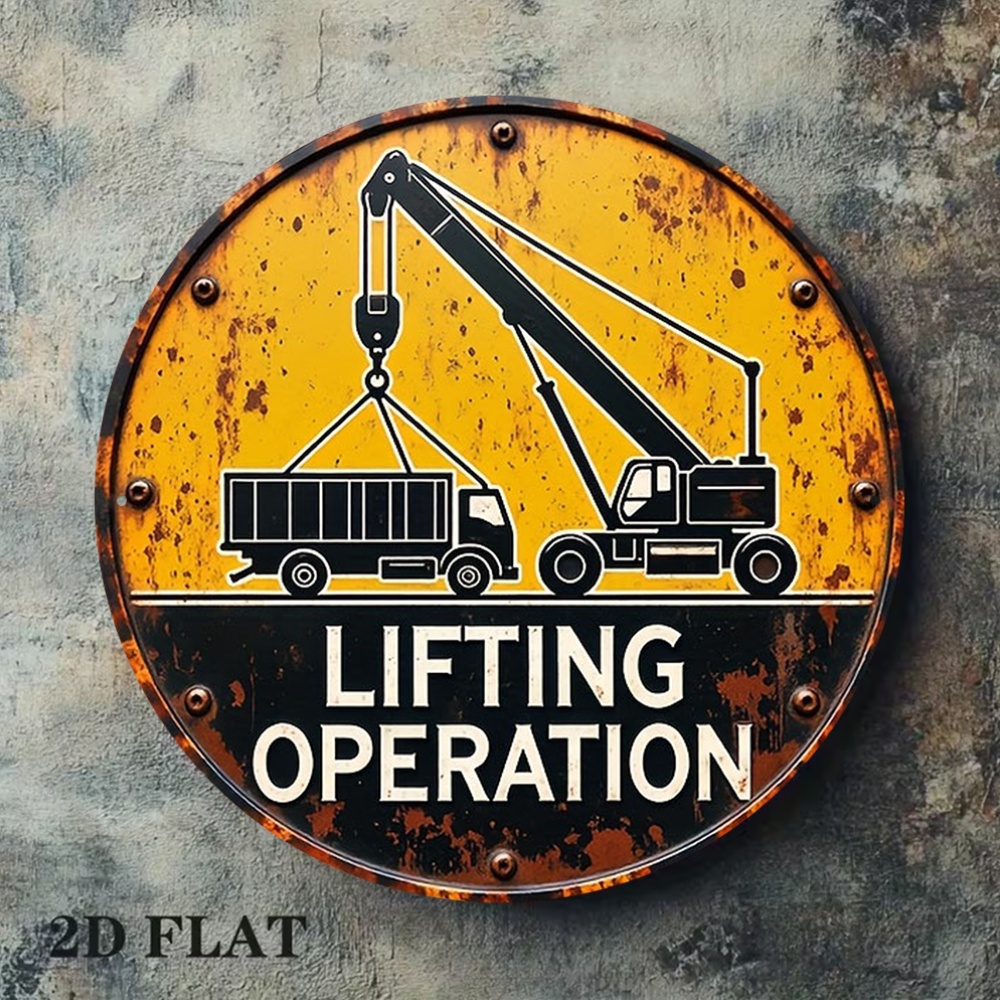 Heavy Equipment Sign - 2D 금속 사인 원형 20cm 레트로