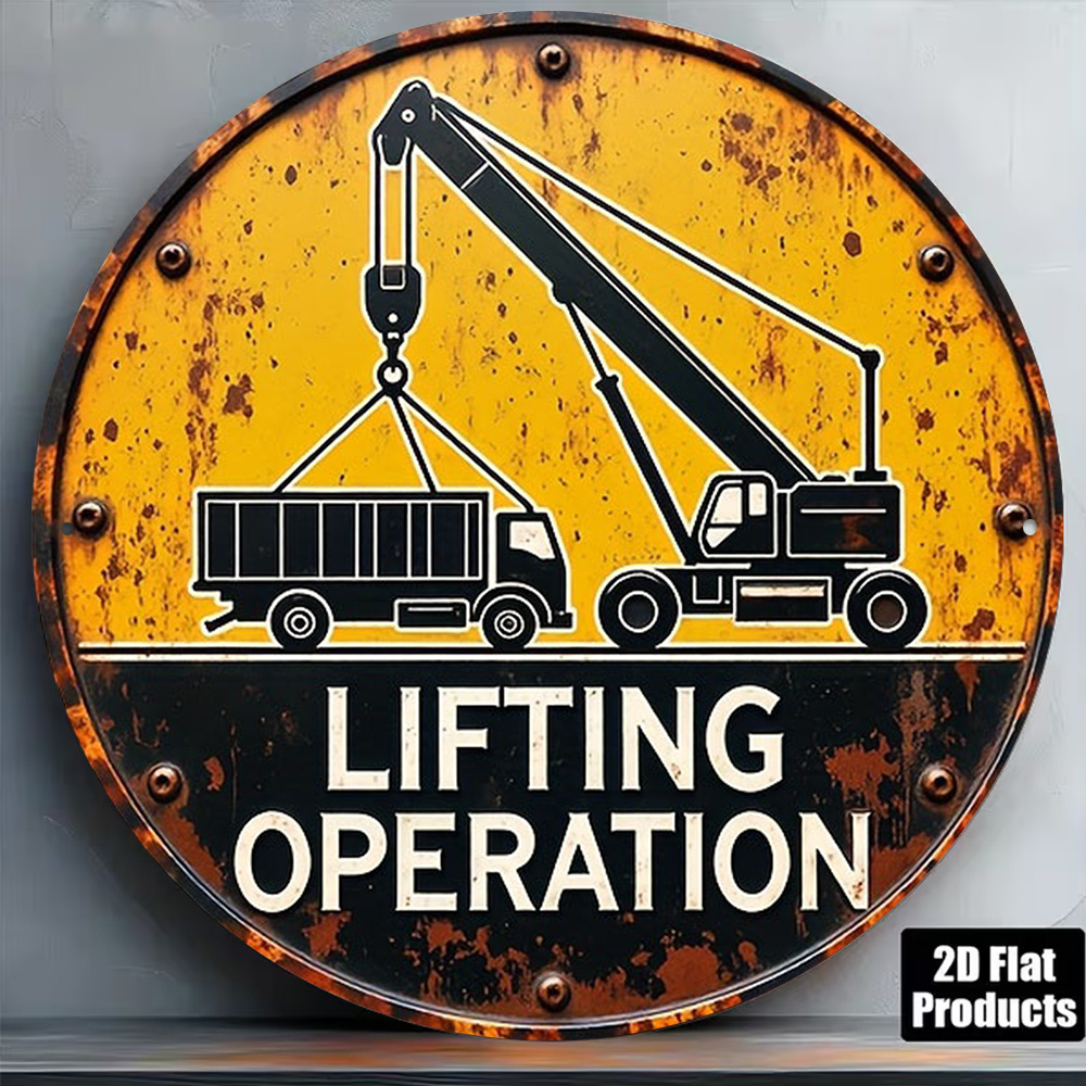 2D 금속 사인 원형 20cm 레트로 알루미늄 플레이트 - Heavy Equipment Sign 리뷰 및 가격