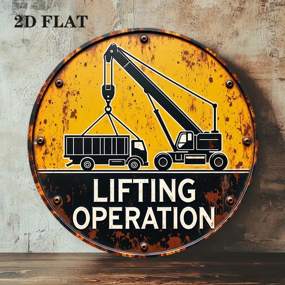 2D 금속 사인 원형 20cm 레트로 알루미늄 플레이트 - Heavy Equipment Sign 리뷰 및 가격